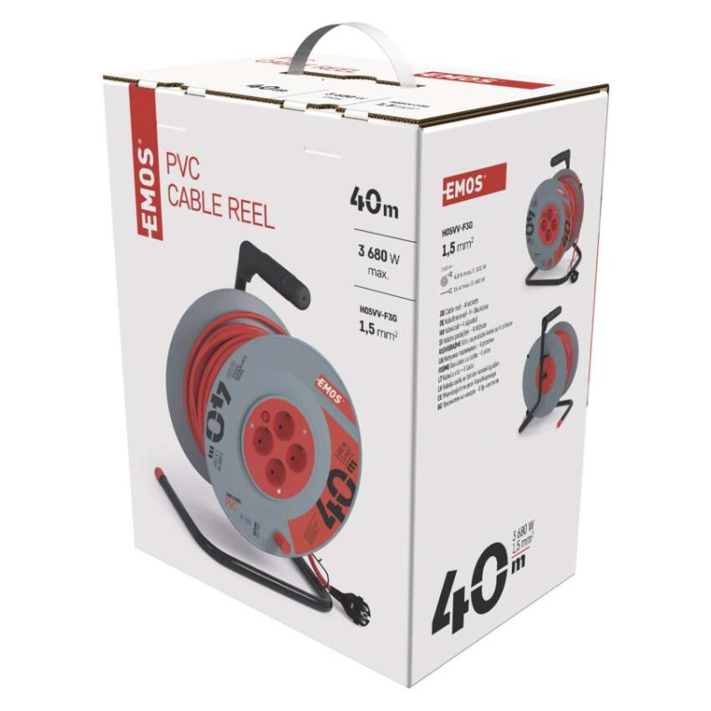 PVC Extension Cord Reel– 4 sockets, 40m, 1,5mm2 SCHUKO [3]