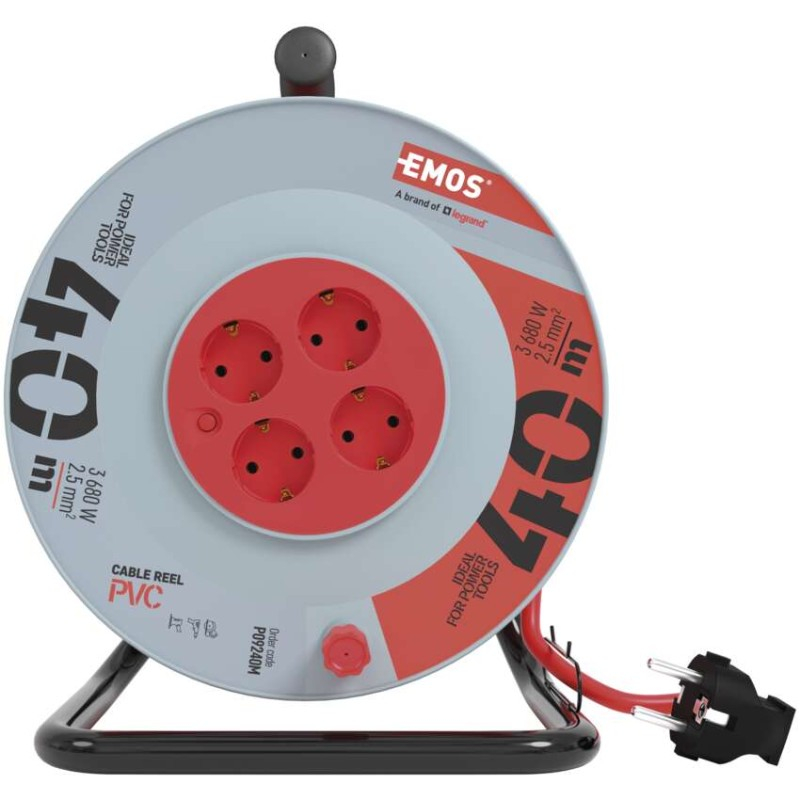 PVC Extension Cord Reel– 4 sockets, 40m, 2,5mm2 SCHUKO [2]