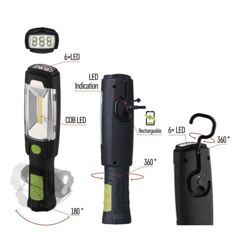 Rechargeable COB LED+LED Work Light P4518, 3W,380lm,2500mAh [3]