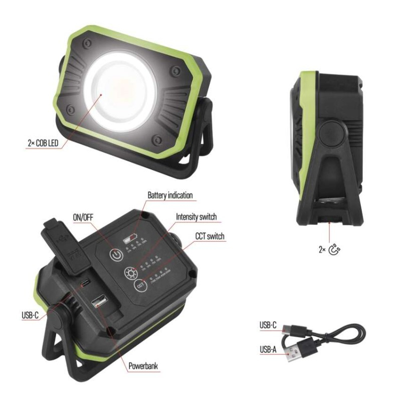 Rechargeable COB LED Work Floodlight P4542, 900 lm, 4400 mAh [3]