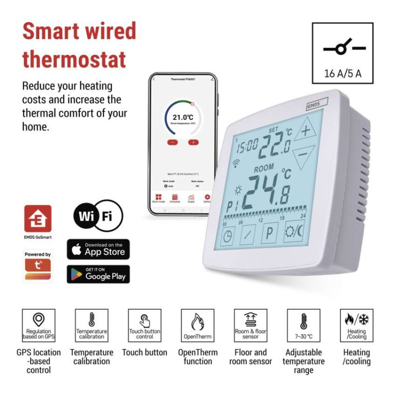 Room programmable wired WiFi GoSmart thermostat P56S01 [3]