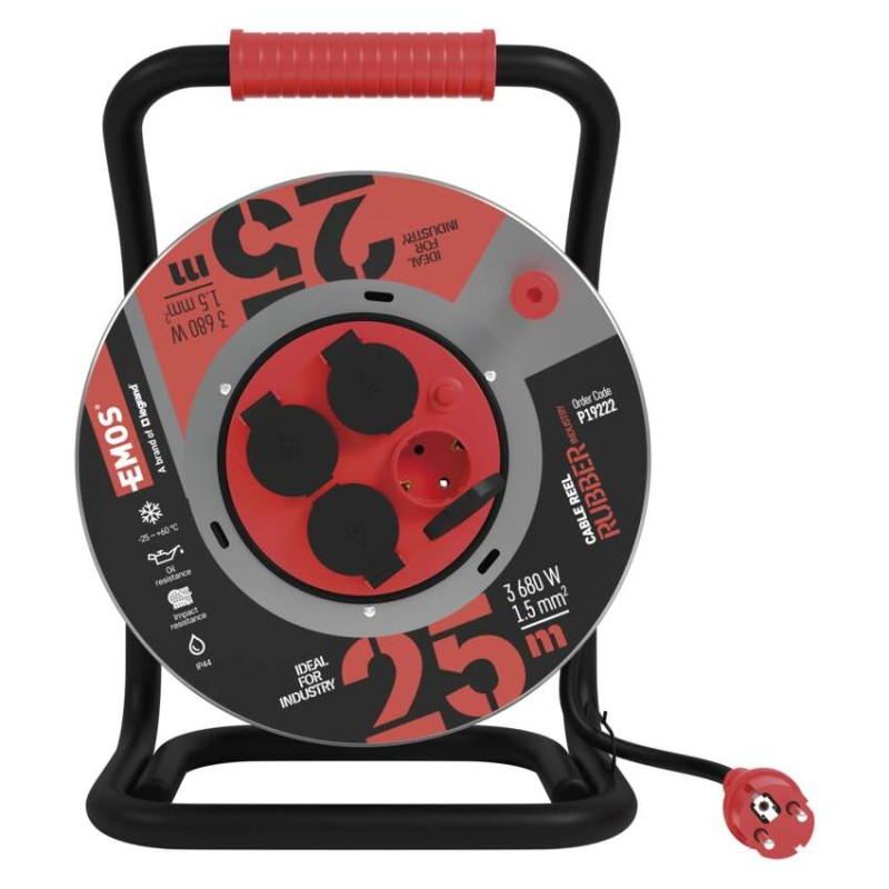 Rubber Extension Cord Metal Reel 25m 4 sockets 1,5mm [2]