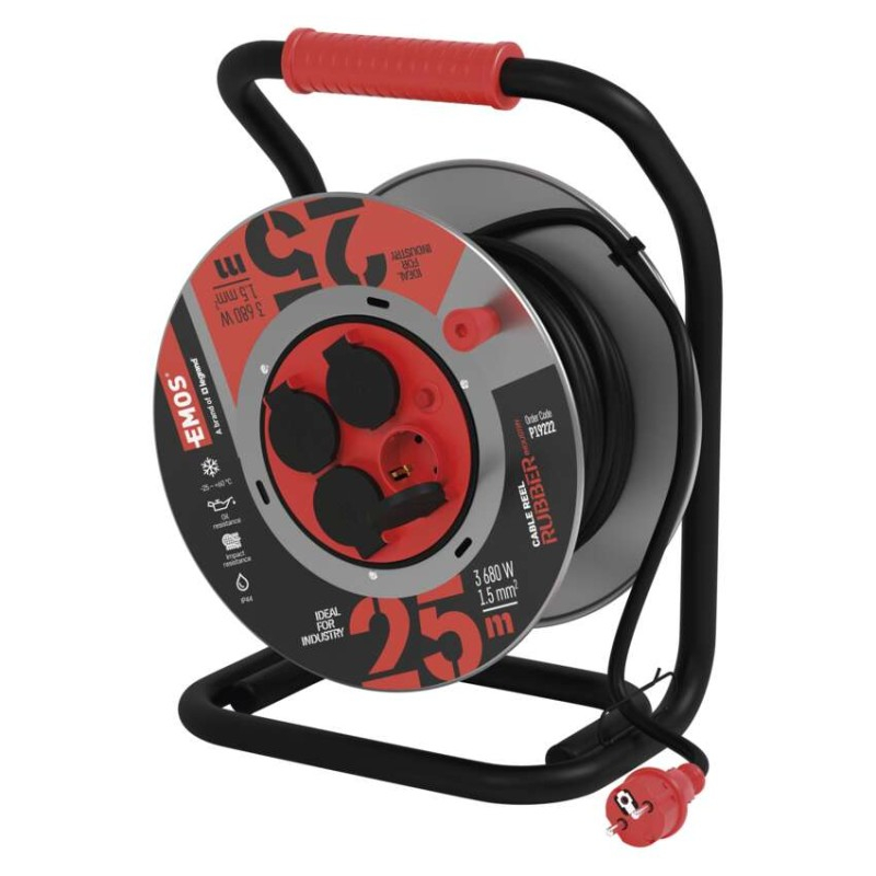 Rubber Extension Cord Metal Reel 25m 4 sockets 1,5mm [1]