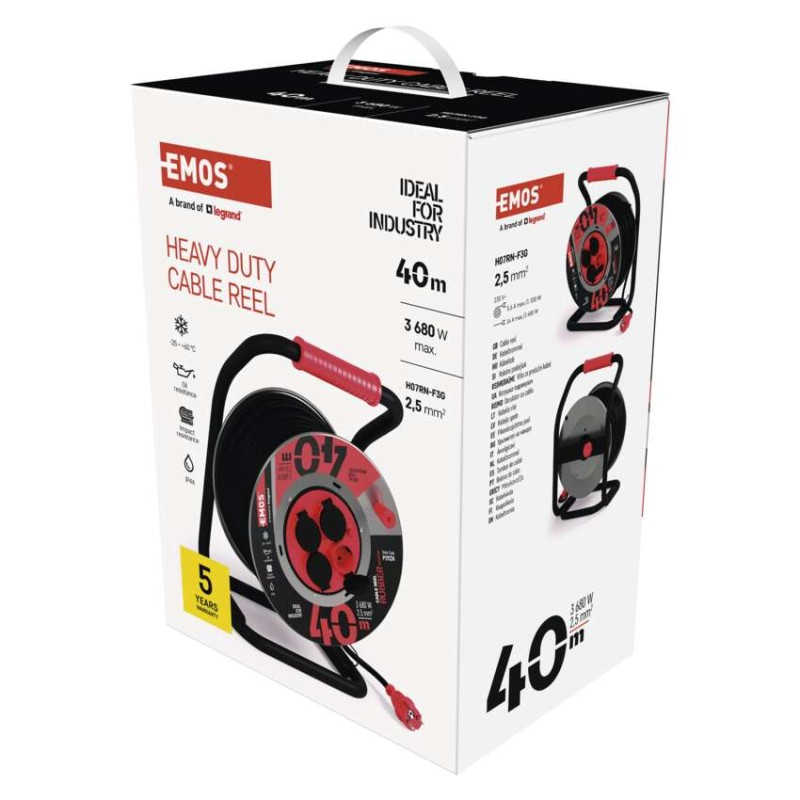 Rubber Extension Cord Metal Reel 40m 4 sockets 2,5mm [3]