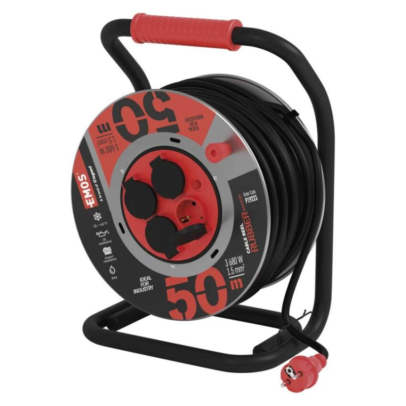 Rubber Extension Cord Metal Reel 50m 4 sockets 1,5mm [1]