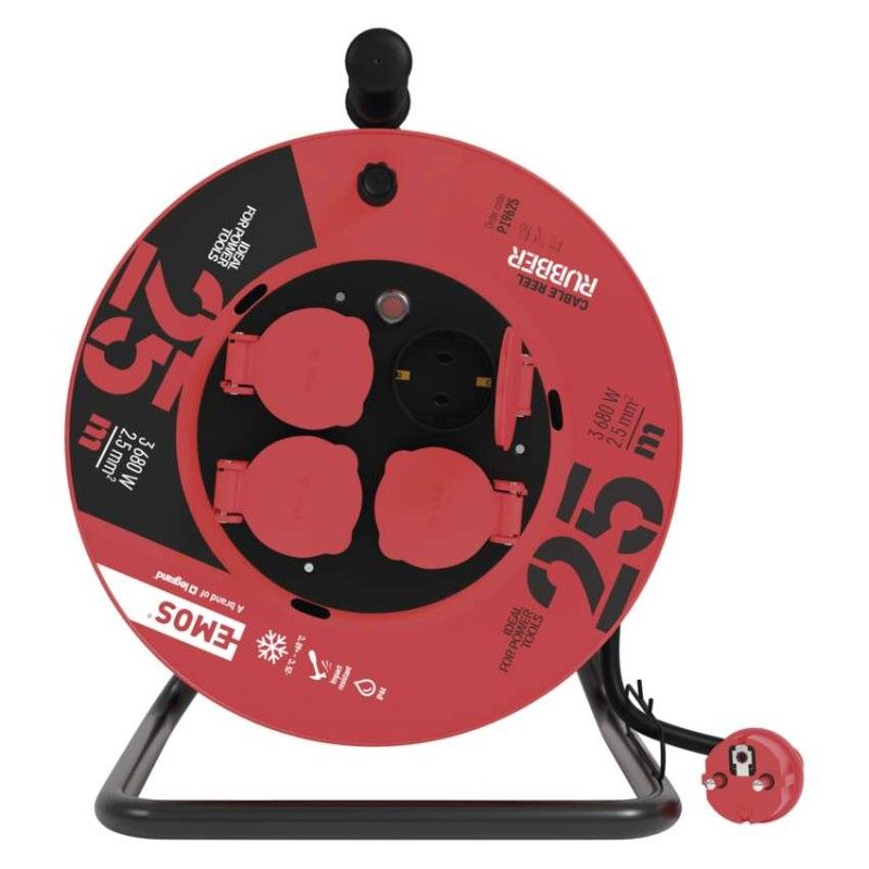 Rubber Extension Cord Reel – 4 sockets, 25m, 2,5mm2 [2]