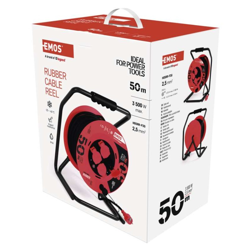 Rubber Extension Cord Reel – 4 sockets, 50m, 2,5mm2 [3]