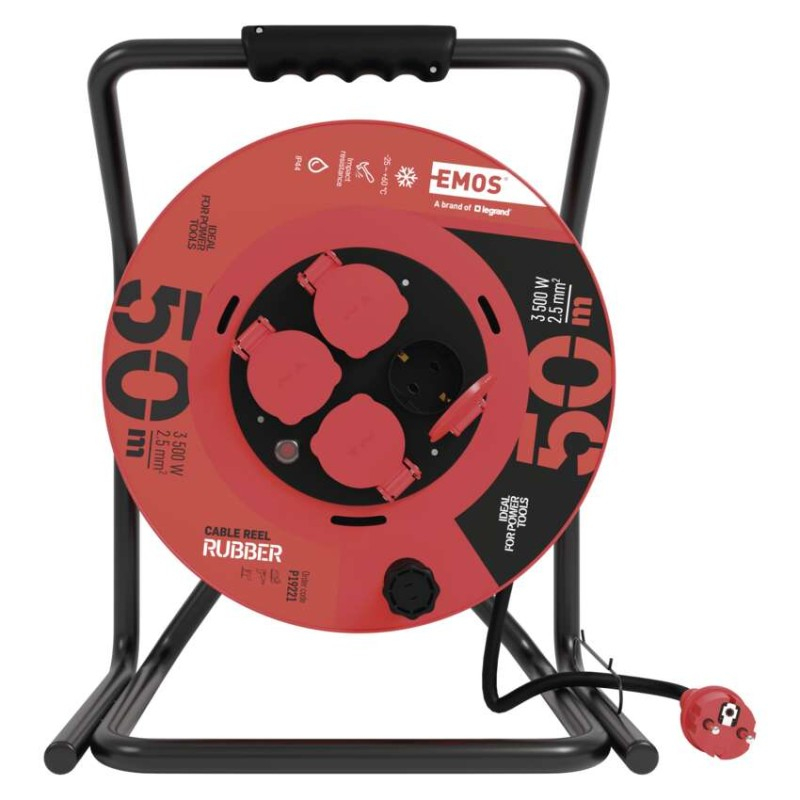 Rubber Extension Cord Reel – 4 sockets, 50m, 2,5mm2 [2]