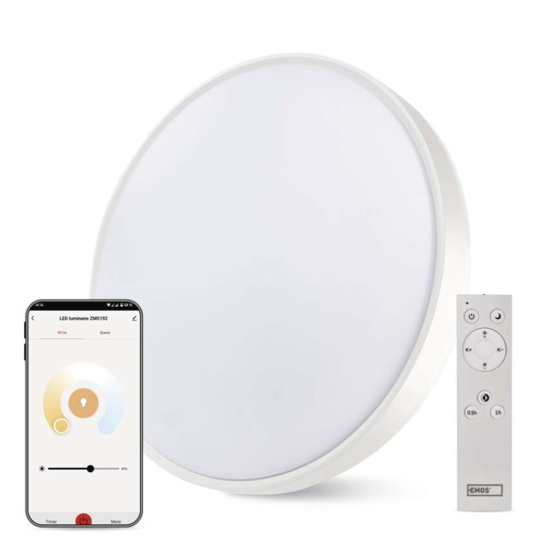 Smart LED luminaire GoSmart, ceiling, circular, 45W, CCT, dimmable, WiFi [1]