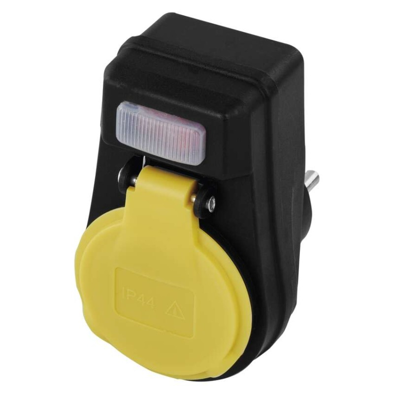 Socket with switch, IP44, black [1]