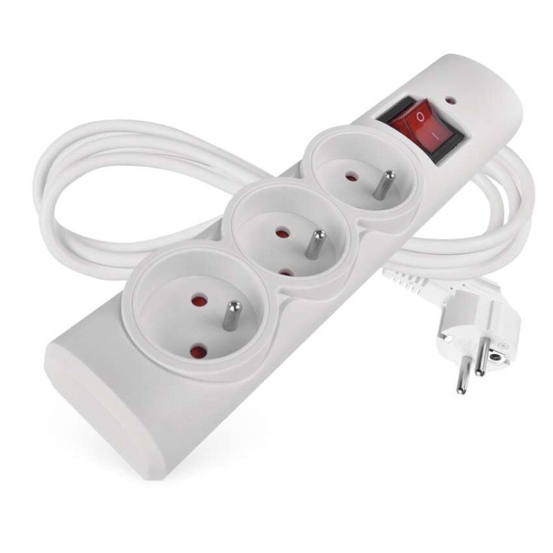 Surge protector – 3 sockets, 1,5m, white [1]