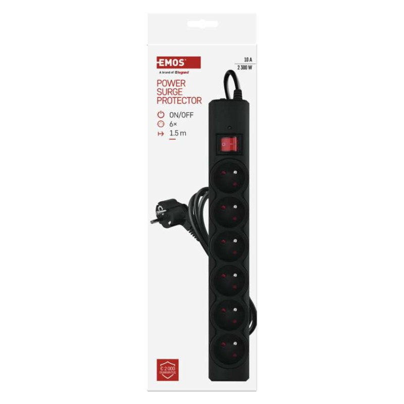 Surge protector – 6 sockets, 1.5 m, black [3]