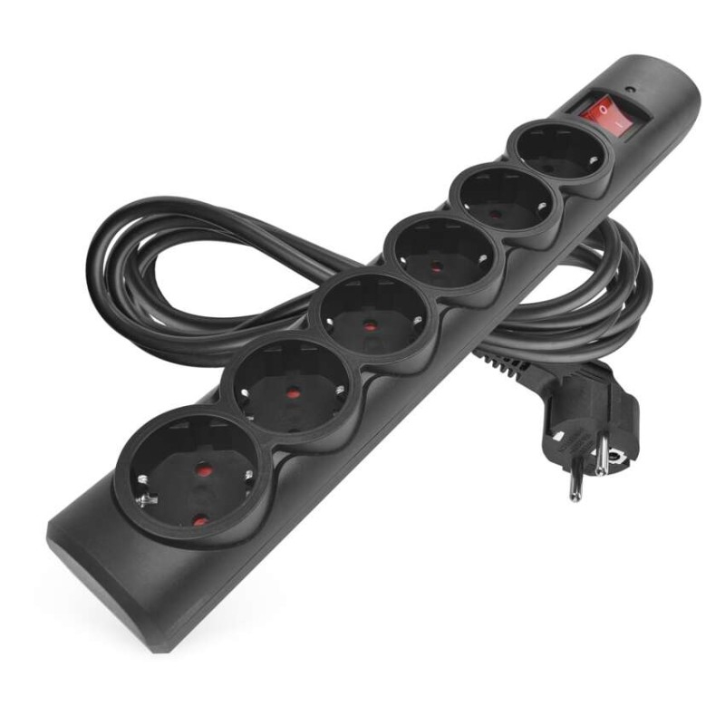 Surge protector – 6 sockets, 3 m, black [1]