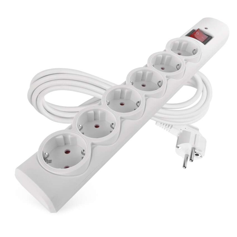 Surge protector – 6 sockets, 3 m, white [1]