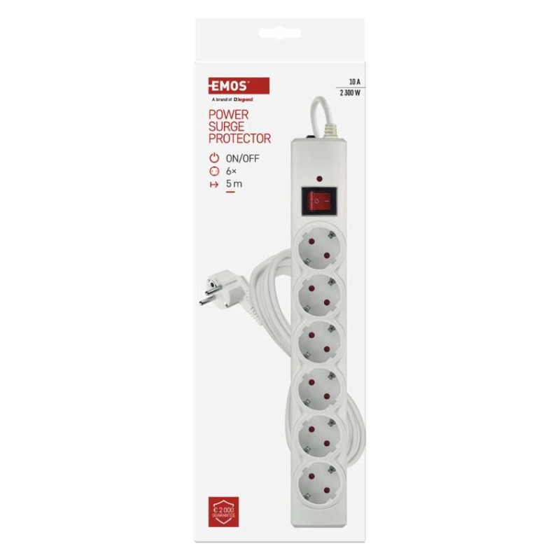 Surge protector – 6 sockets, 5 m, white [3]