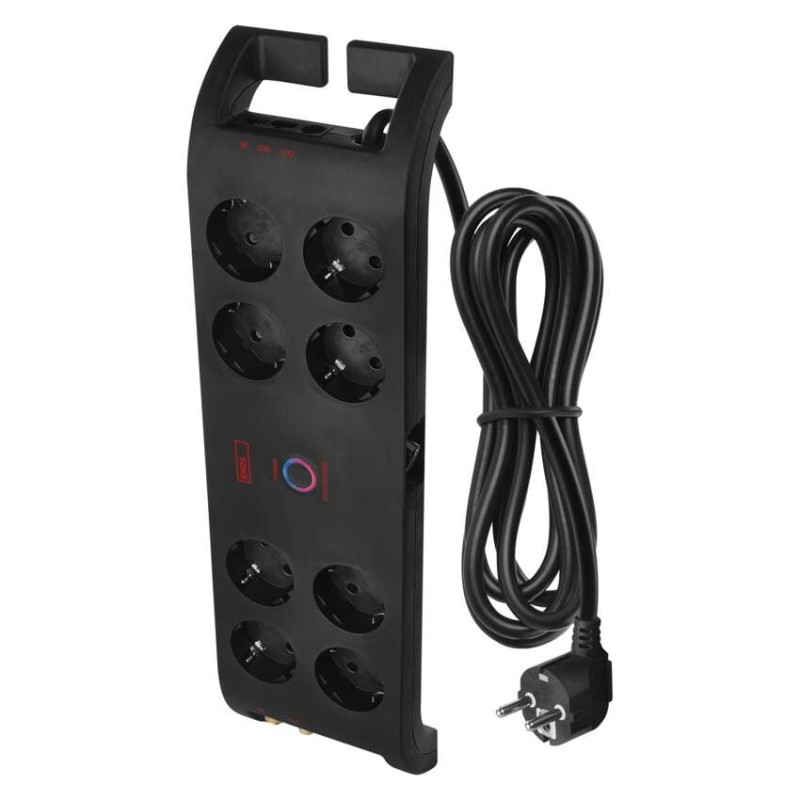Surge Protector EMOS SCHUKO – 8 sockets, 3m,black [1]