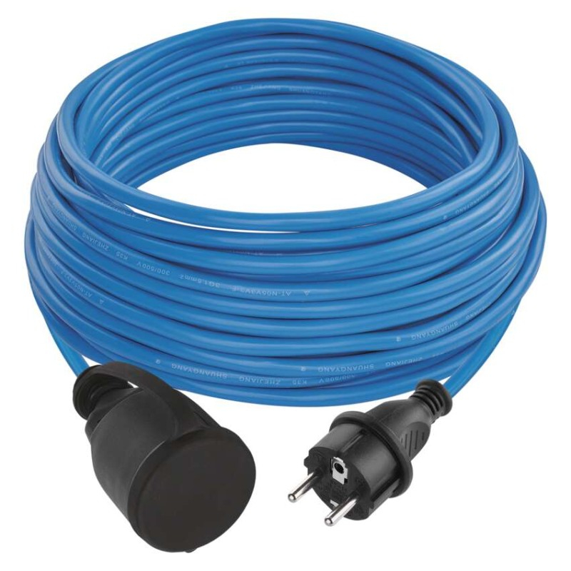 Weatherproof Extension Cord 20 m / 1 socket / blue / PVC / 230 V / 1,5 mm2 [1]