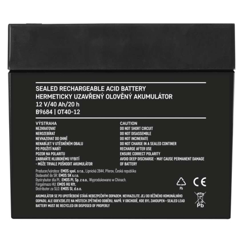 ACUMULATOR ACID SIGILAT SLA 12V 40AH CU BORNE M6 [4]