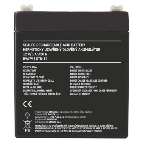 ACUMULATOR ACID SIGILAT SLA 12V 5AH-FASTON 6.3MM [4]