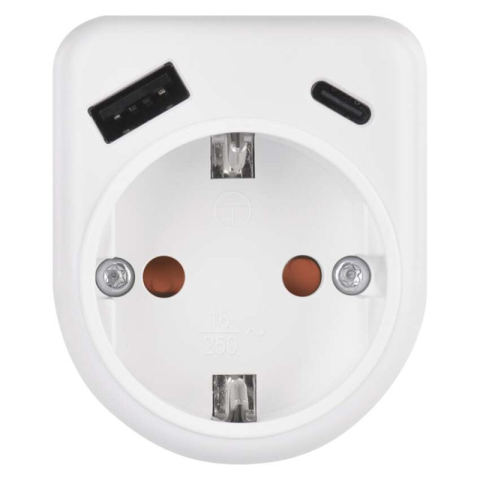 Adaptor 1×, 1×USB-A+1×USB-C, white [2]