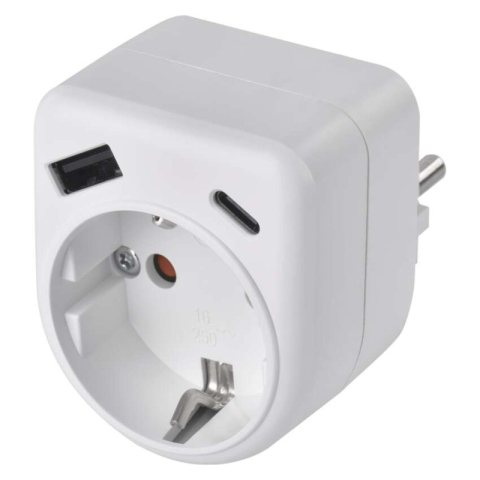 Adaptor 1×, 1×USB-A+1×USB-C, white [1]