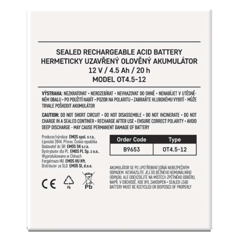 BATERIE REINCARCABILA SLA 12V 4.5AH CU TERMINAL FASTON 4.7MM [8]