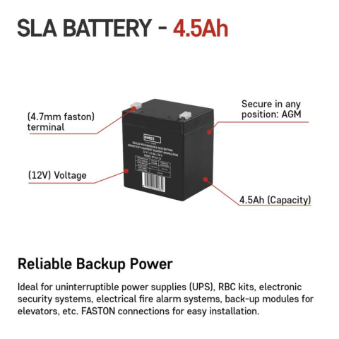 BATERIE REINCARCABILA SLA 12V 4.5AH CU TERMINAL FASTON 4.7MM [2]
