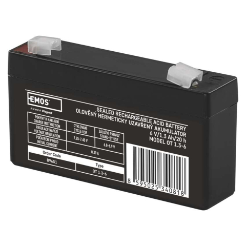 Baterii, acumulatori, incarcatoare - BATERIE REINCARCABILA SLA 6V 1.3AH-FASTON 4.7mm