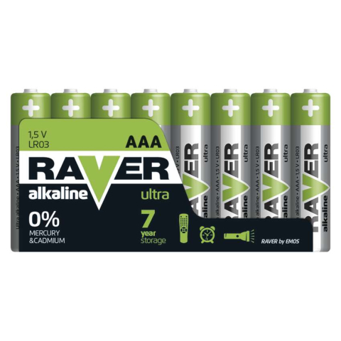 Baterii, acumulatori, incarcatoare - BATERII RAVER ALKALINE LR03(AAA)-SET 8 BUC FOLIE