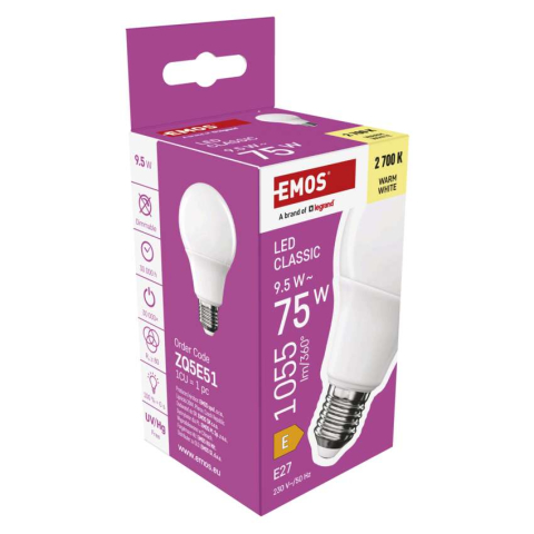 BEC LED CLASIC A60, E 27, 9.5 W, 1055 LM, LUMINA CALDA [6]