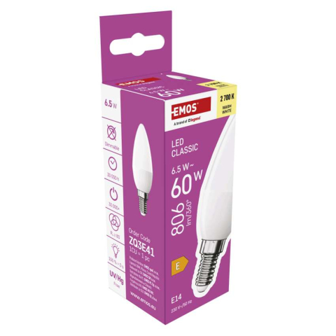 BEC LED CLASIC LUMANARE, E14, 6.5 W, 806 LM, LUMINA CALDA [7]