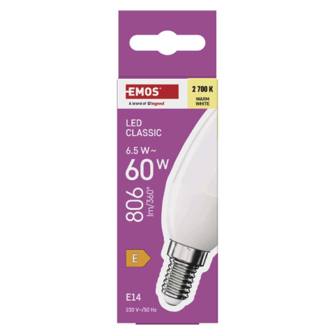 BEC LED CLASIC LUMANARE, E14, 6.5 W, 806 LM, LUMINA CALDA [5]