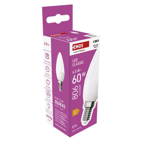 BEC LED CLASIC LUMANARE, E14, 6.5 W, 806 LM, LUMINA NEUTRA [7]