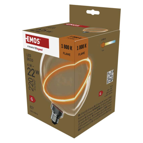 Becuri led decorative - BEC LED DECO G130SRA E27, 4W, 220LM, FLAME