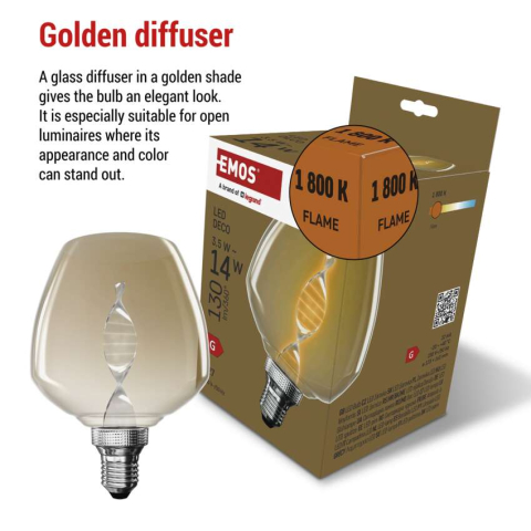 BEC LED DECO S123 E27, 3.5W, 130LM, FLAME [3]