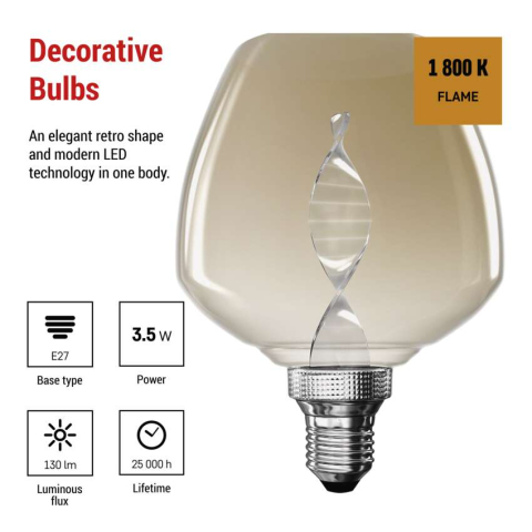 BEC LED DECO S123 E27, 3.5W, 130LM, FLAME [2]