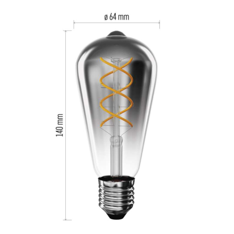 BEC LED DECO SMOKED ST64 E27, 4.5W, 180LM, FLAME [1]