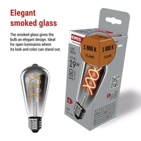 BEC LED DECO SMOKED ST64 E27, 4.5W, 180LM, FLAME [3]