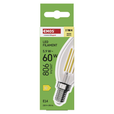 BEC LED FILAMENT LUMANARE, E 14, 5.9 W, 806 LM, LUMINA CALDA [5]