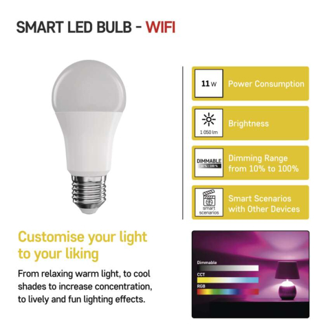 BEC LED INTELIGENT GOSMART A60, E27, 11W, RGB, DIMABIL, WI-FI [3]