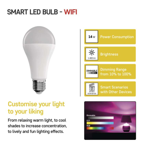 BEC LED INTELIGENT GOSMART A65, E27, 14W, RGB, DIMABIL, WI-FI [3]