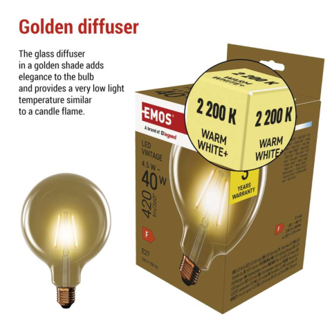 BEC LED VINTAGE G125 E27, 4.5W, 420LM, 2200K [3]