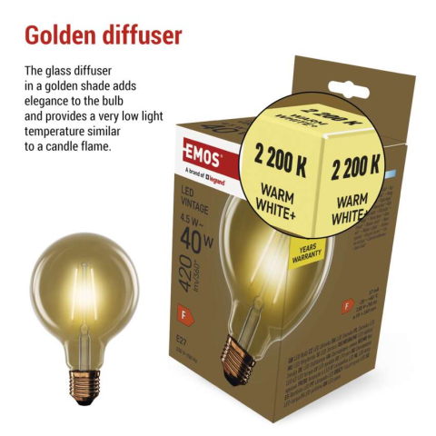 BEC LED VINTAGE G95, E27, 4.5W, 420LM, 2200K [3]