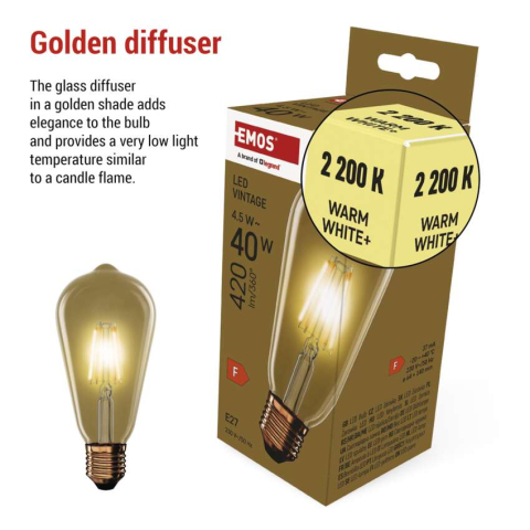 BEC LED VINTAGE ST64 E27, 4.5W, 420LM, 2200K [3]