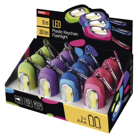Emos - COB LED Flashlight, 30 lm, 2× AAA, 12 pcs, display box