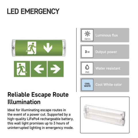 CORP ILUMINAT DE SIGURANTA NESSI 3W 3H IP65 [9]