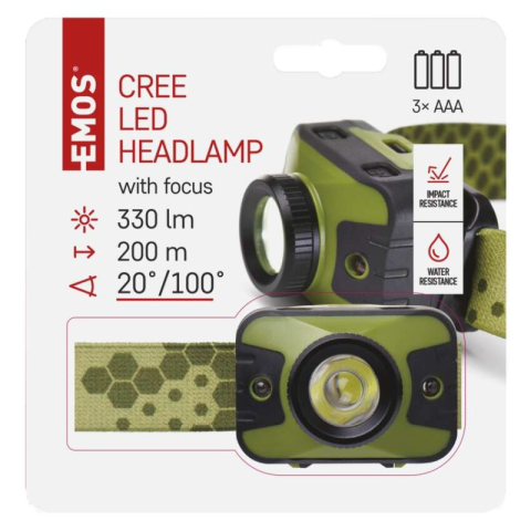 CREE LED Headlamp, 330 lm, 200 m, 3× AAA [1]