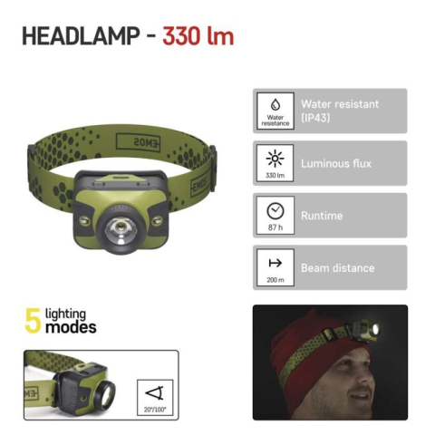 CREE LED Headlamp, 330 lm, 200 m, 3× AAA [2]