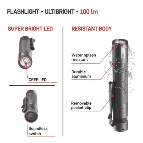 CREE LED Metal Flashlight Ultibright 50, 100lm, 1xAAA [2]