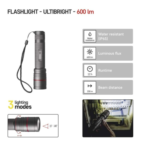 CREE LED Rech. Metal Flashlight Ultibright 80, 600lm [1]